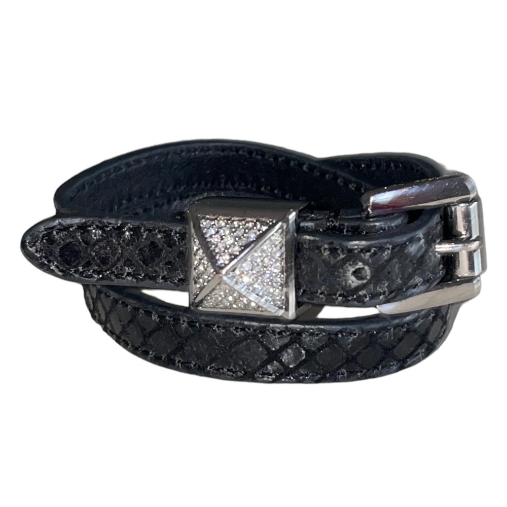 Michael Kors Women's Black Python Embossed Leather Double Wrap Bracelet